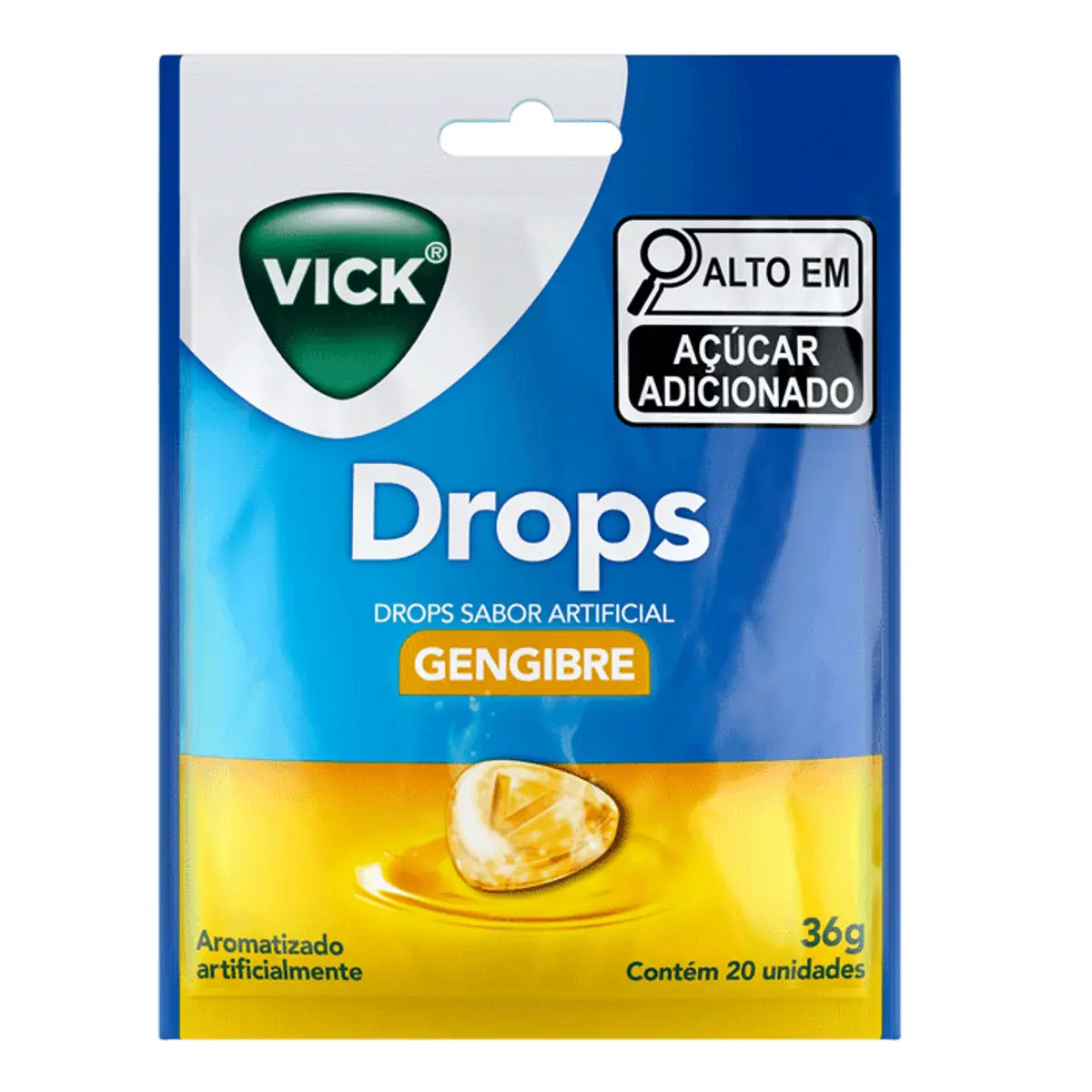 Thumbnail de PASTILHAS VICK DROPS GENGIBRE P&G COM 20 UNIDADES
