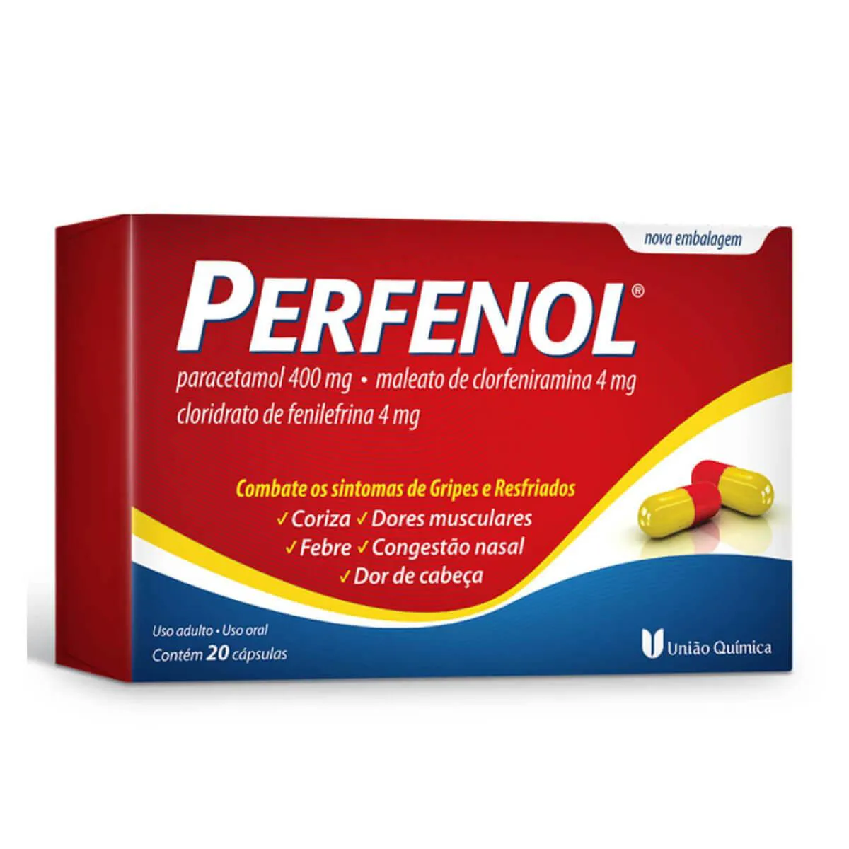 Thumbnail de PERFENOL 400MG+4MG+4MG UNIAO QUIMICA CAIXA COM 20 CAPSULAS