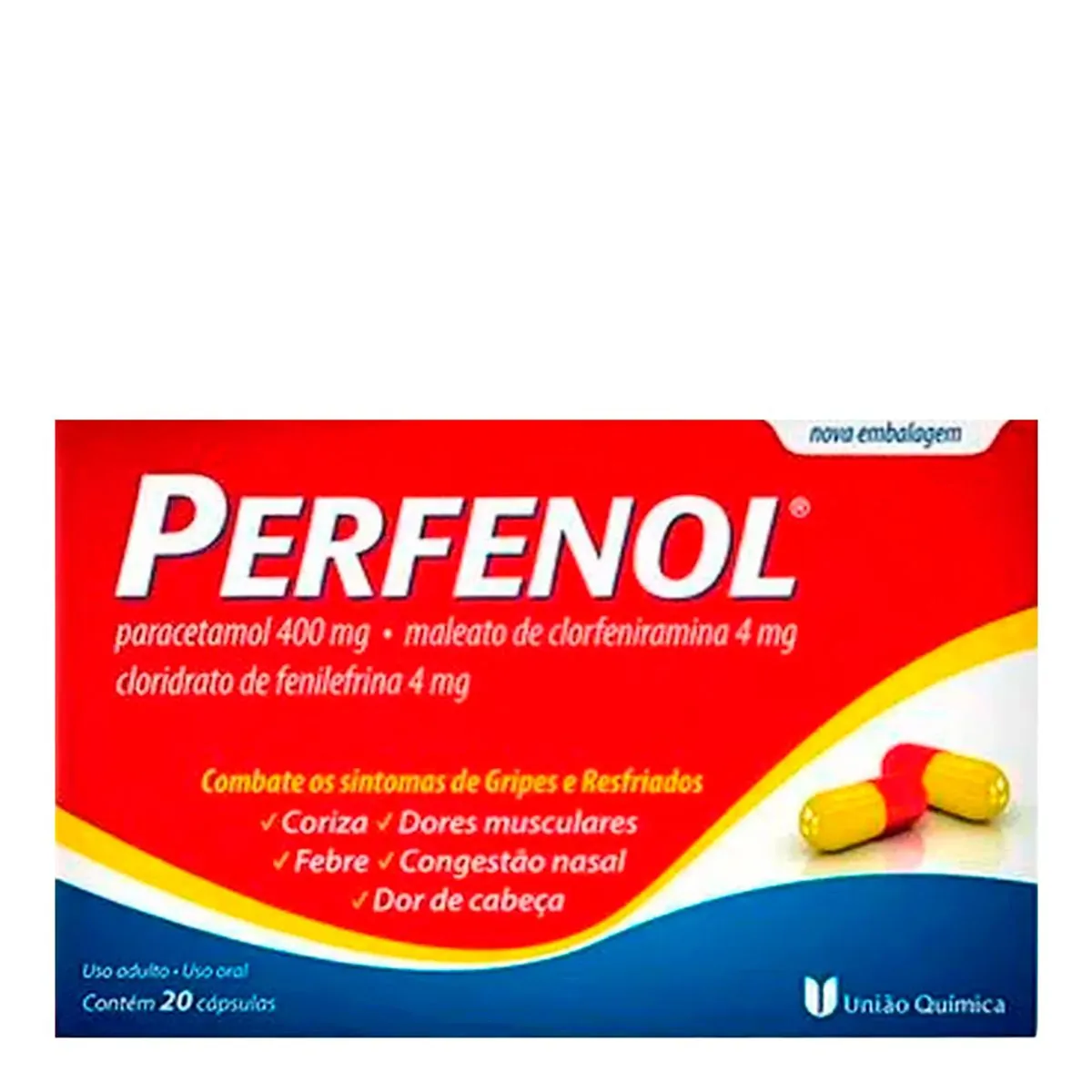 PERFENOL 400MG+4MG+4MG UNIAO QUIMICA CAIXA COM 20 CAPSULAS