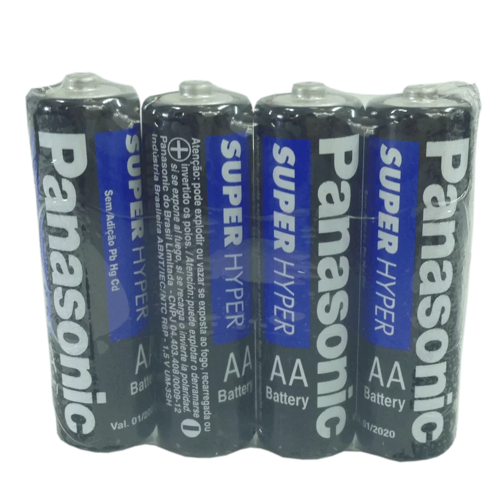 PILHA PANASONIC SUPER HYPER PEQUENA AA PACK COM 4 UNIDADES