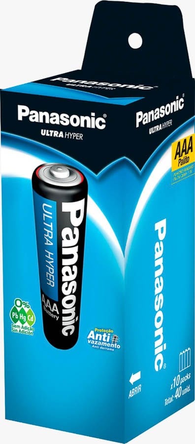 PILHA PANASONIC ULTRA HYPER AAA PACK COM 4 UNIDADES AZUL