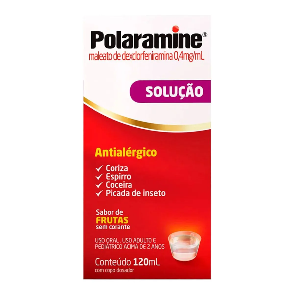 POLARAMINE 0,4MG LIQUIDO FRASCO COM 120ML