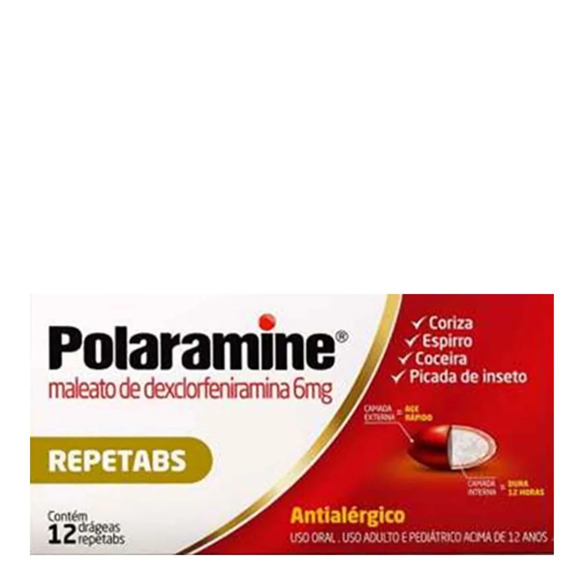 POLARAMINE REPETABS 6MG ESTOJO COM 12 DRAGEAS