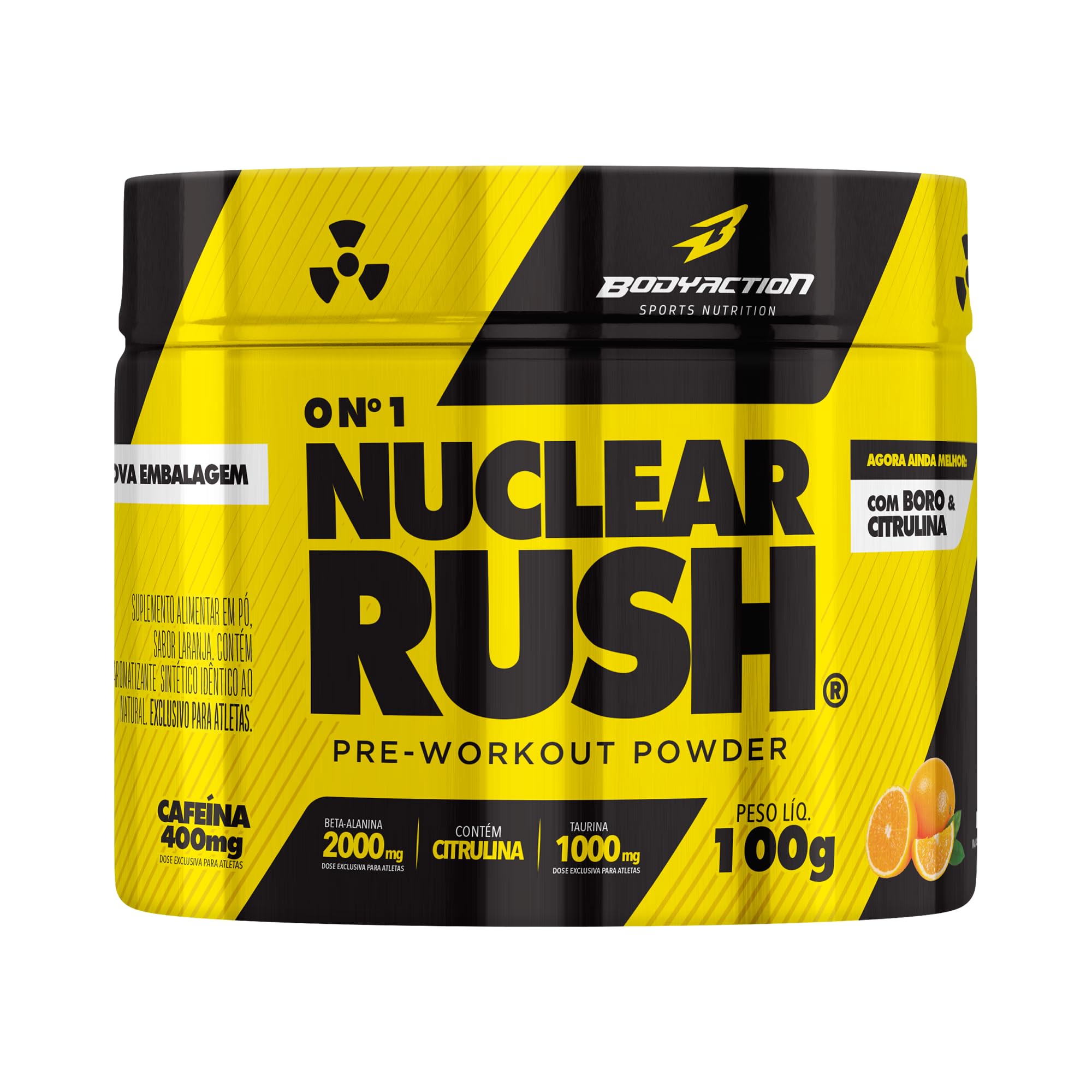 PRE-TREINO NUCLEAR RUSH BODYACTION SABOR LARANJA 100G