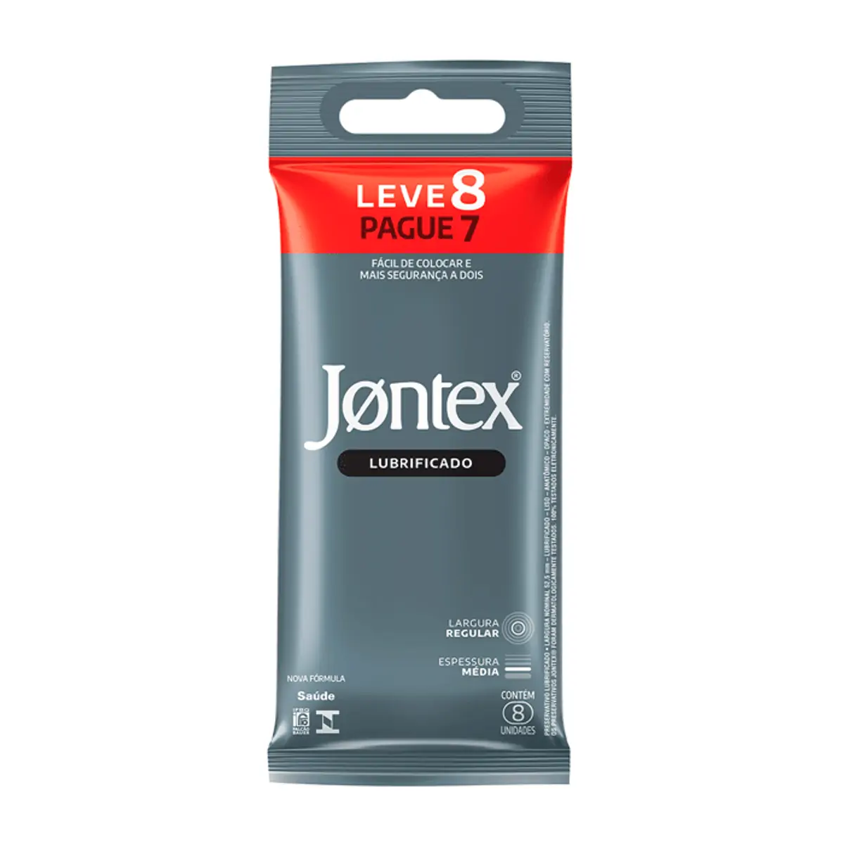 PRESERVATIVO JONTEX LUBRIFICADO COM 8 UNIDADES