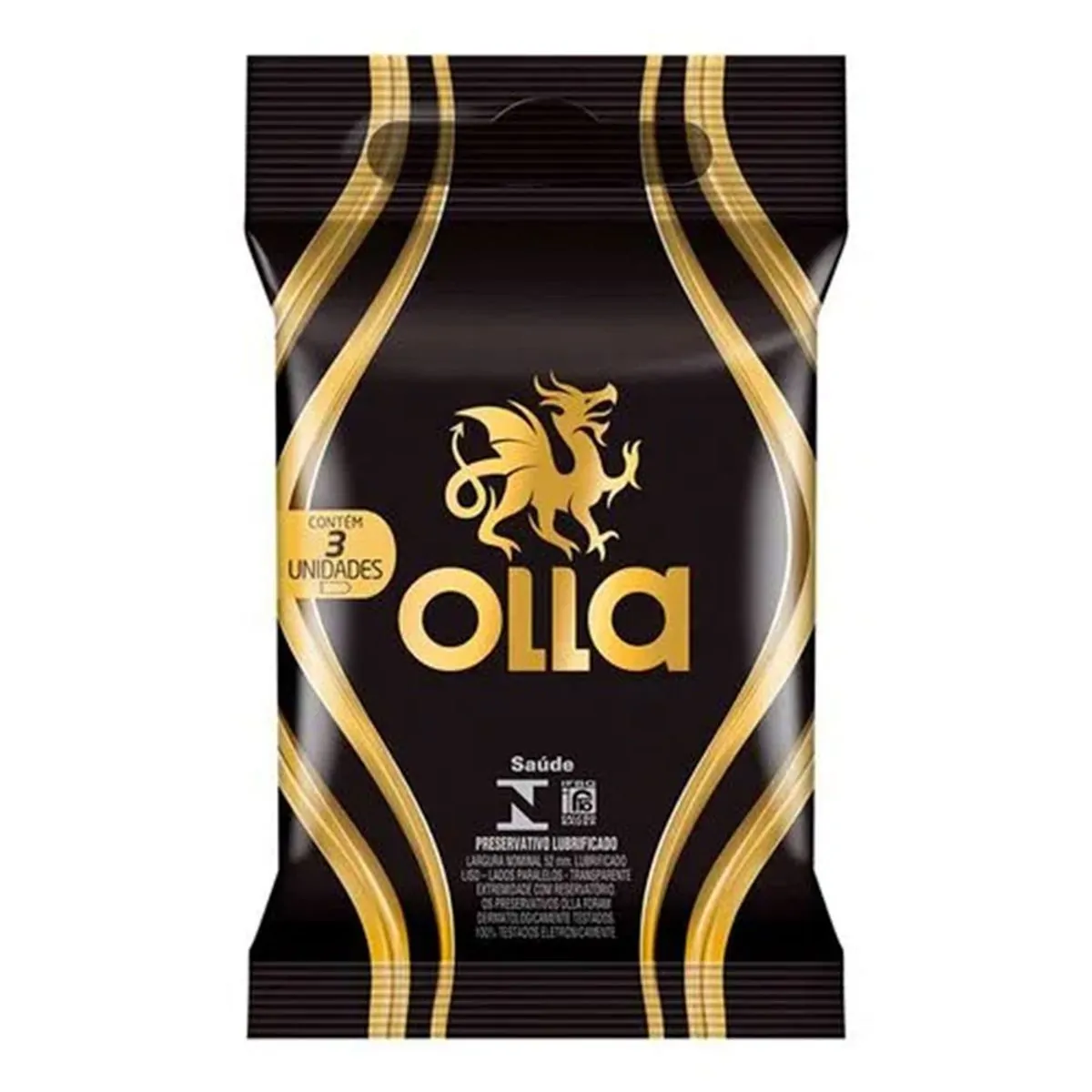 PRESERVATIVO MASCULINO LUBRIFICADO OLLA PACOTE COM 3 UNIDADES