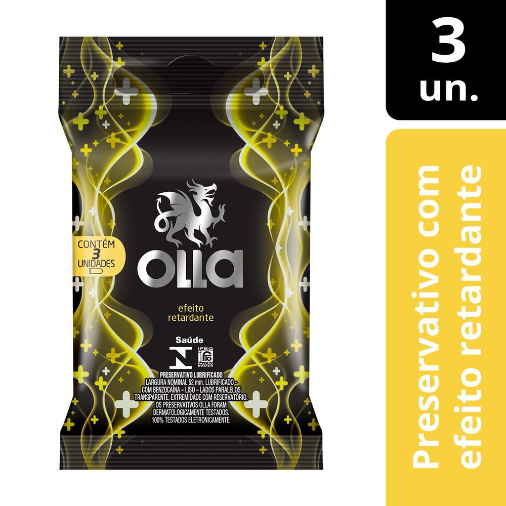 PRESERVATIVO OLLA EFEITO RETARDANTE COM 3 UNIDADES