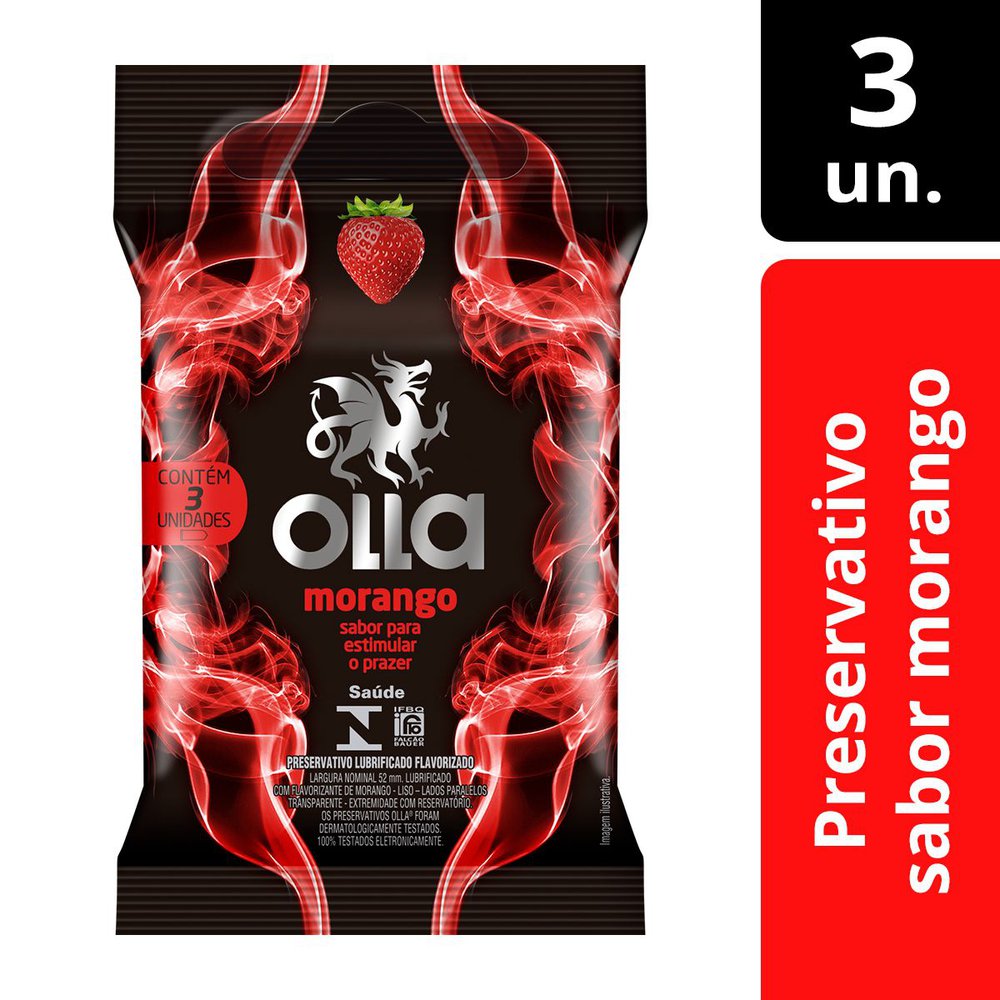 PRESERVATIVO OLLA MORANGO COM 3 UNIDADES