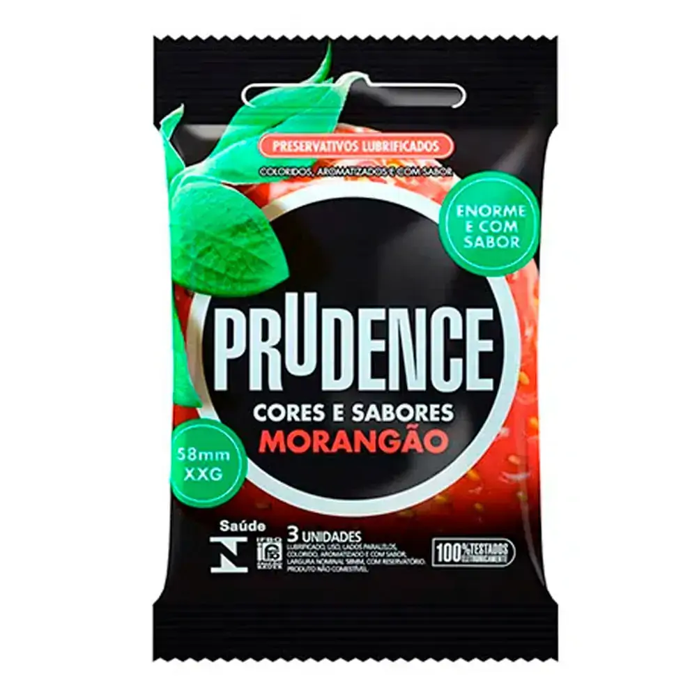 PRESERVATIVO PRUDENCE AROMA MORANGAO COM 3 UNIDADES