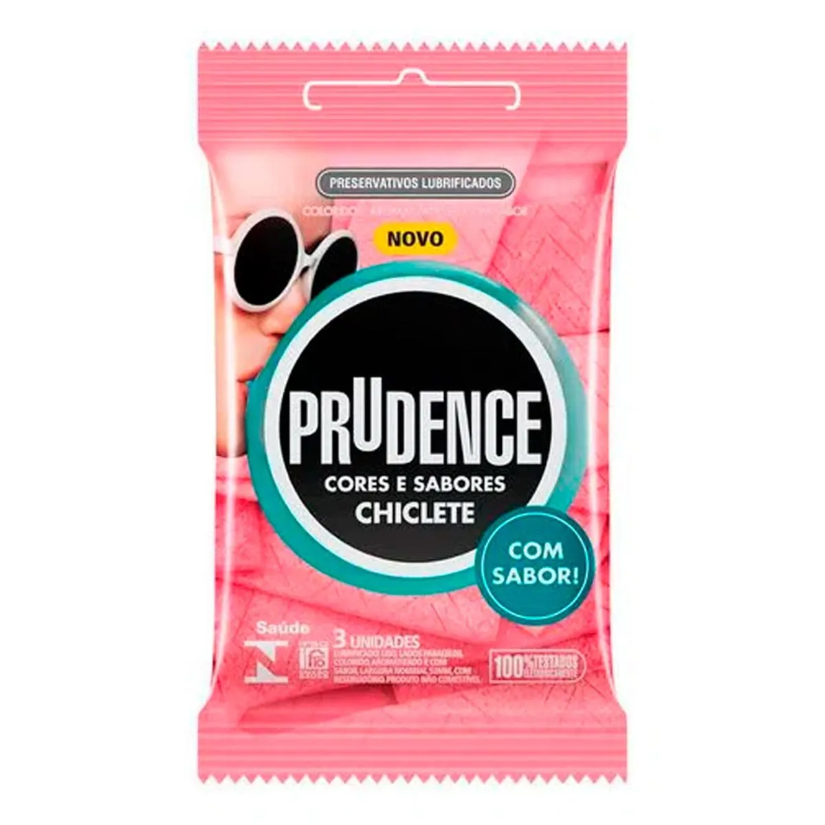 PRESERVATIVO PRUDENCE CHICLETE COM 3 UNIDADES