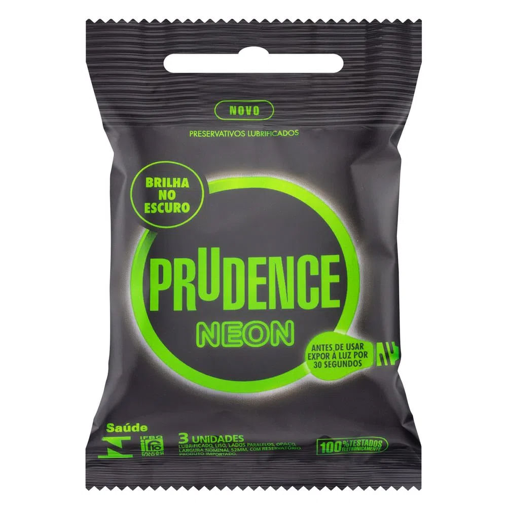 PRESERVATIVO PRUDENCE NEON COM 3 UNIDADES