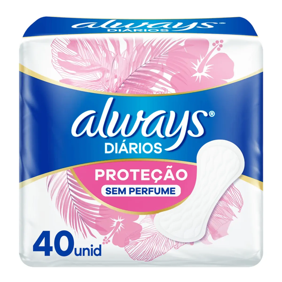 PROTETOR DIARIO ALWAYS SEM PERFUME COM 40 UNIDADES