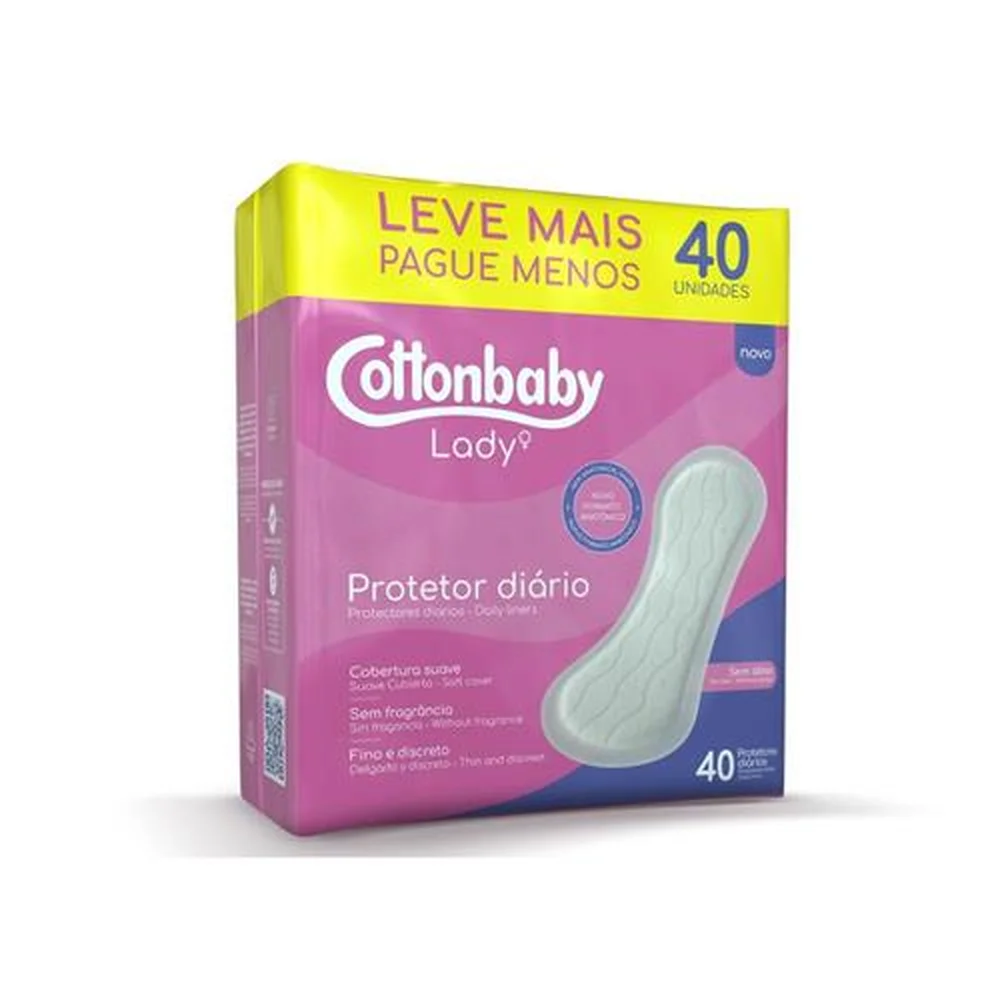 PROTETOR DIARIO COTTONBABY LADY SEM ABAS COM 40 UNIDADES