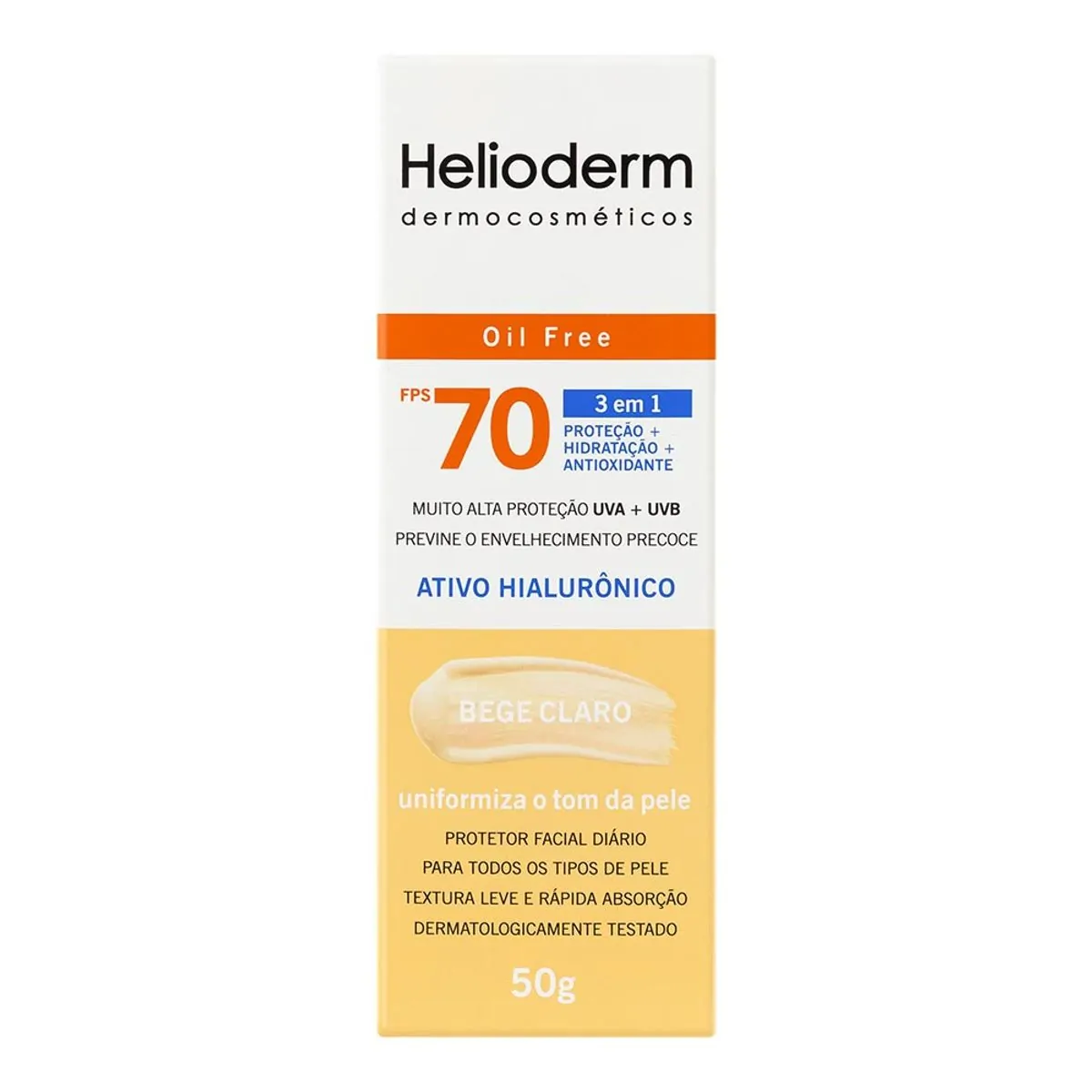 PROTETOR SOLAR FACIAL HELIODERM COR BEGE CLARO FPS70