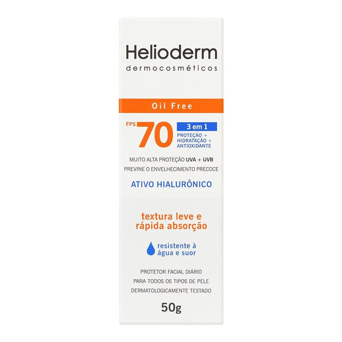PROTETOR SOLAR FACIAL HELIODERM SEM COR FPS70