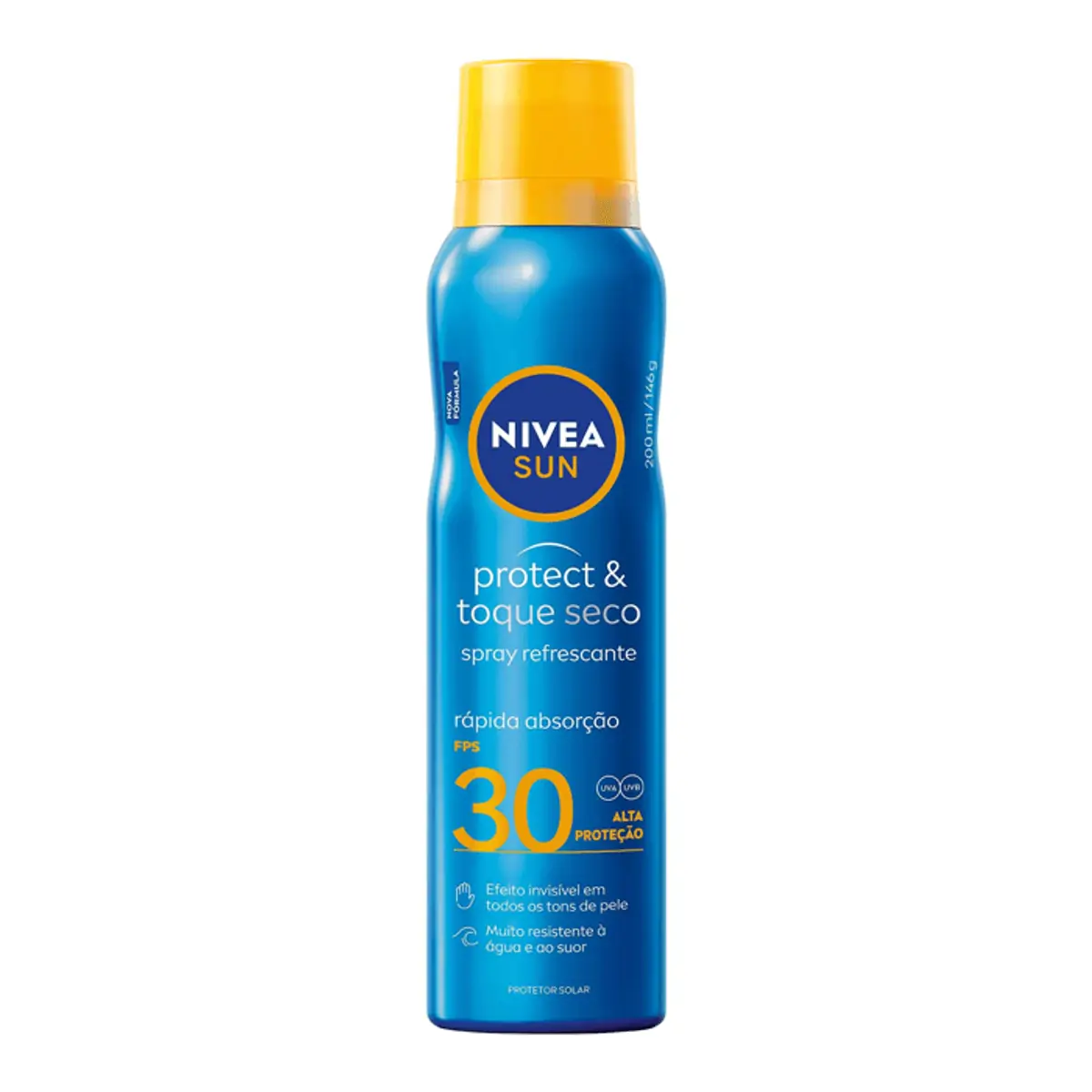 PROTETOR SOLAR NIVEA SUN PROTECT & TOQUE SECO AEROSSOL FPS30 200ML