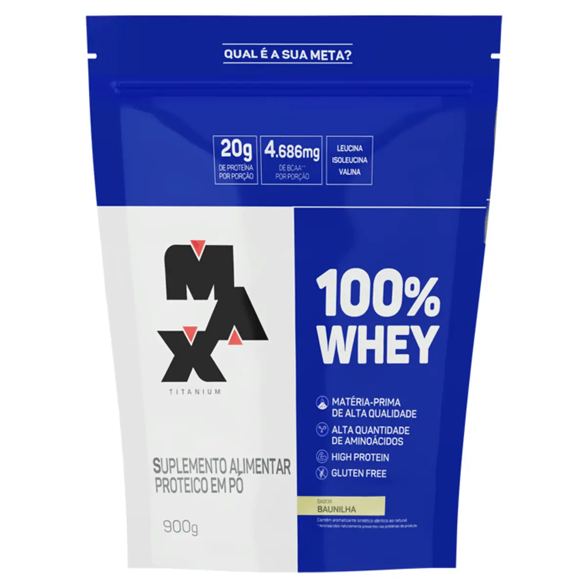 REFIL 100% WHEY MAX TITANIUM SABOR BAUNILHA 900G
