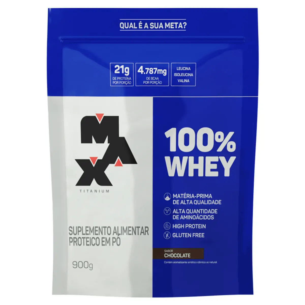 REFIL 100% WHEY MAX TITANIUM SABOR CHOCOLATE 900G