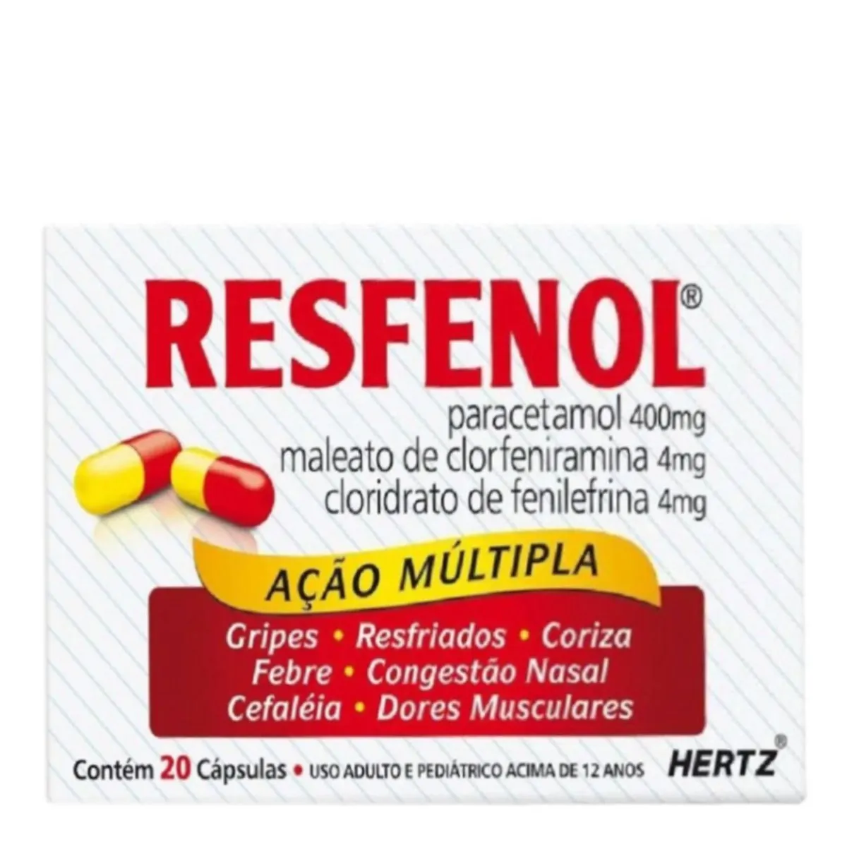 RESFENOL 400MG+4MG+4MG CAIXA COM 20 CAPSULAS GELATINOSAS