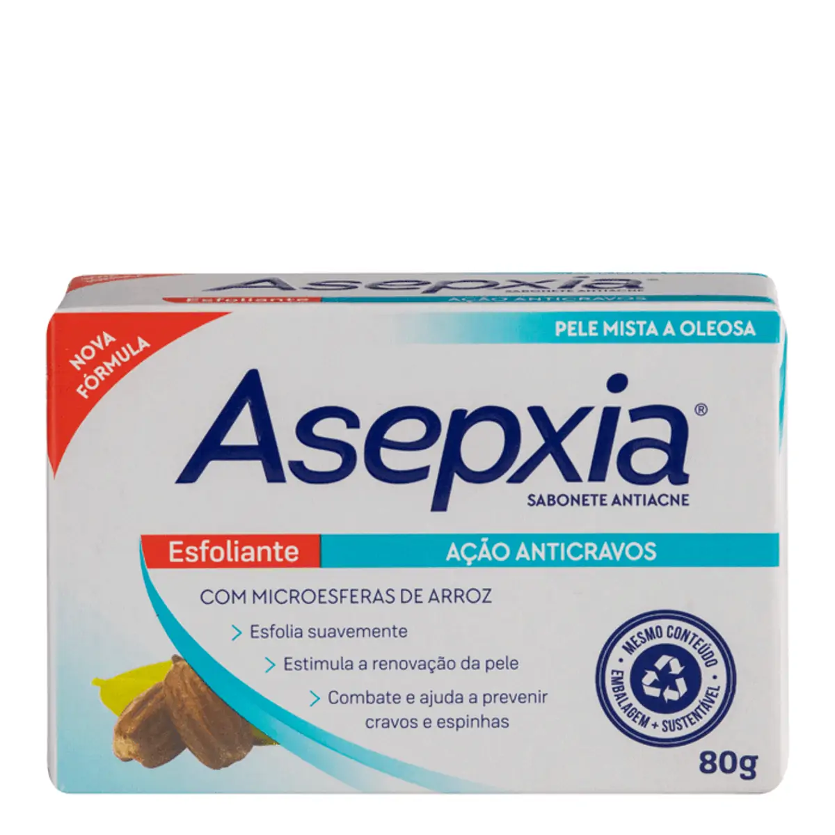SABONETE EM BARRA ANTI-ACNE ASEPXIA ESFOLIANTE