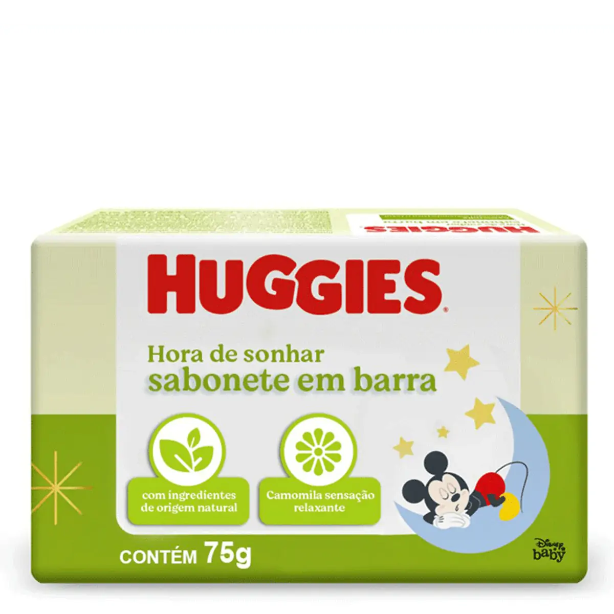 SABONETE INFANTIL EM BARRA HUGGIES DISNEY BABY CHA DE CAMOMILA 75G