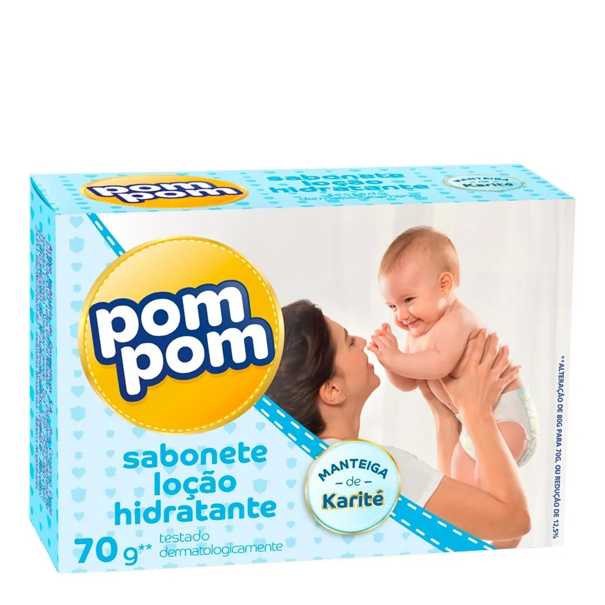 SABONETE INFANTIL EM BARRA POMPOM HIDRATANTE NATURAL 80G
