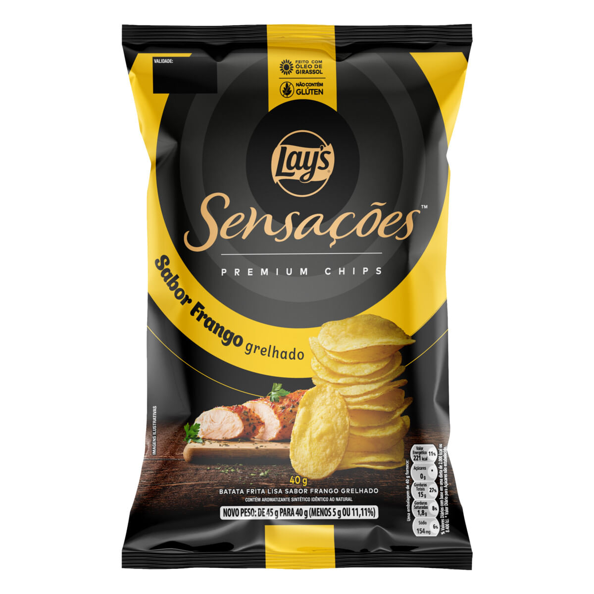 SALGADINHO SENSACOES SABOR FRANGO GRELHADO 40G