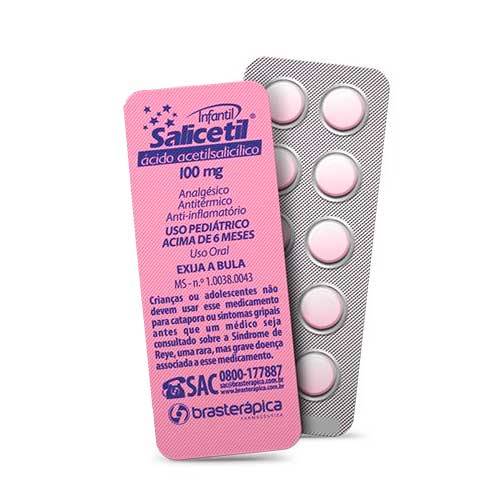 SALICETIL INFANTIL 100MG BRASTERAPICA COM 10 COMPRIMIDOS