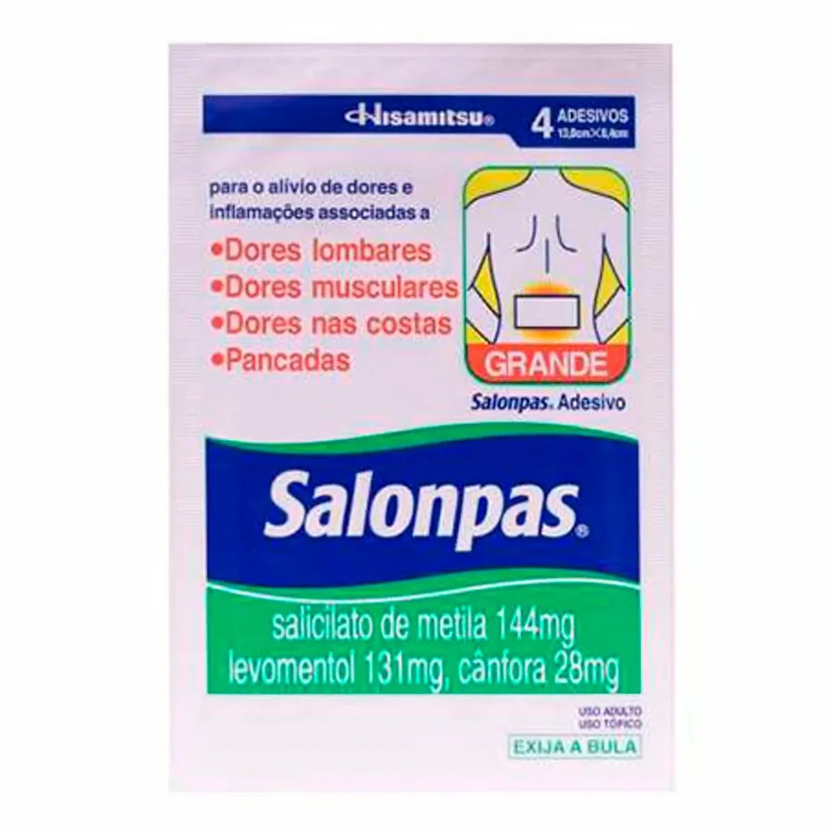 Thumbnail de SALONPAS ADESIVO GRANDE 144MG 131MG 28 4MG COM 4 UNIDADES