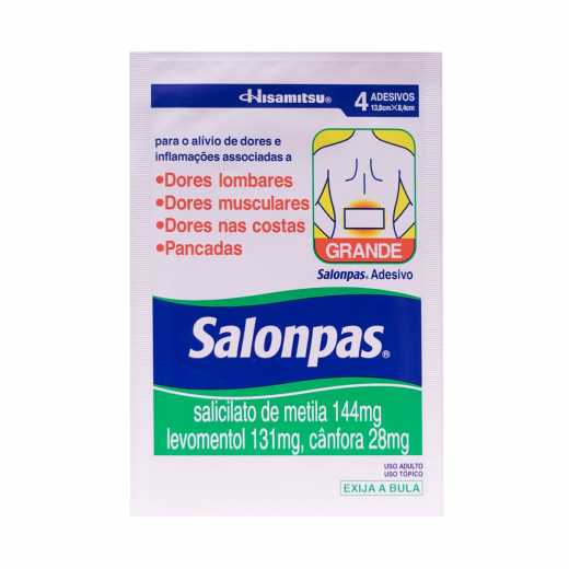 SALONPAS ADESIVO GRANDE 144MG 131MG 28 4MG COM 4 UNIDADES