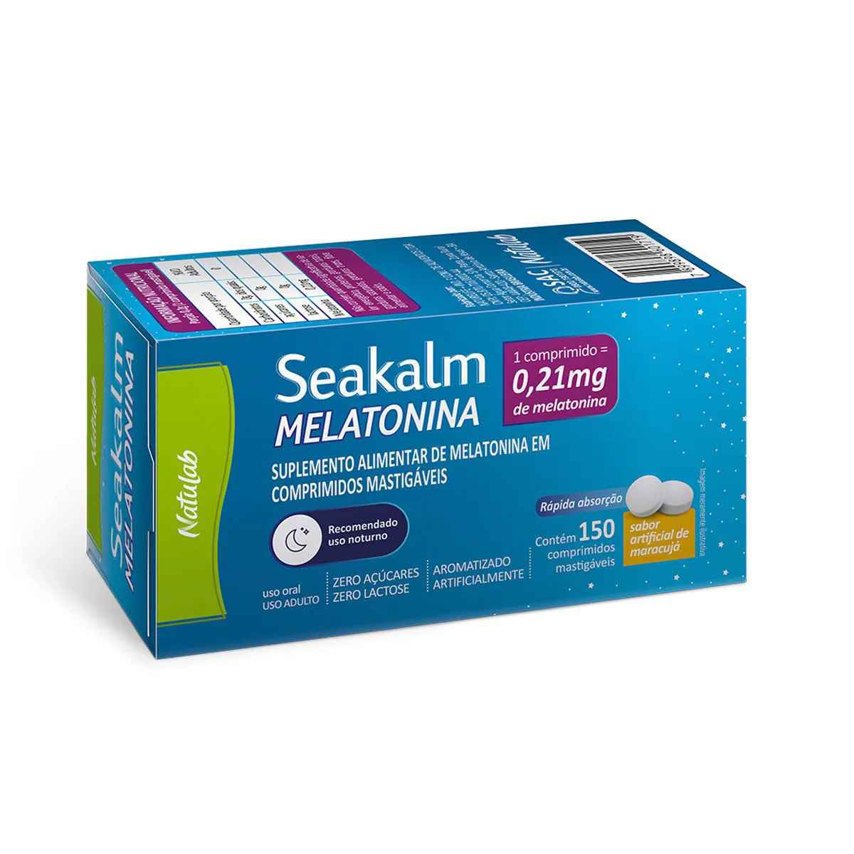 SEAKALM MELATONINA 0 21MG COM 150 COMPRIMIDOS MASTIGAVEIS