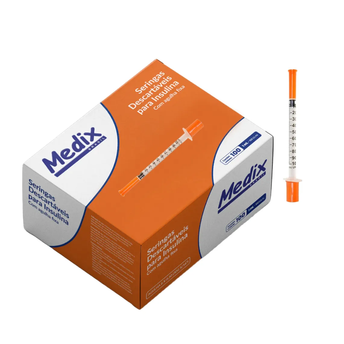 SERINGA DE INSULINA 1ML COM AGULHA FIXA 0 25 X 6