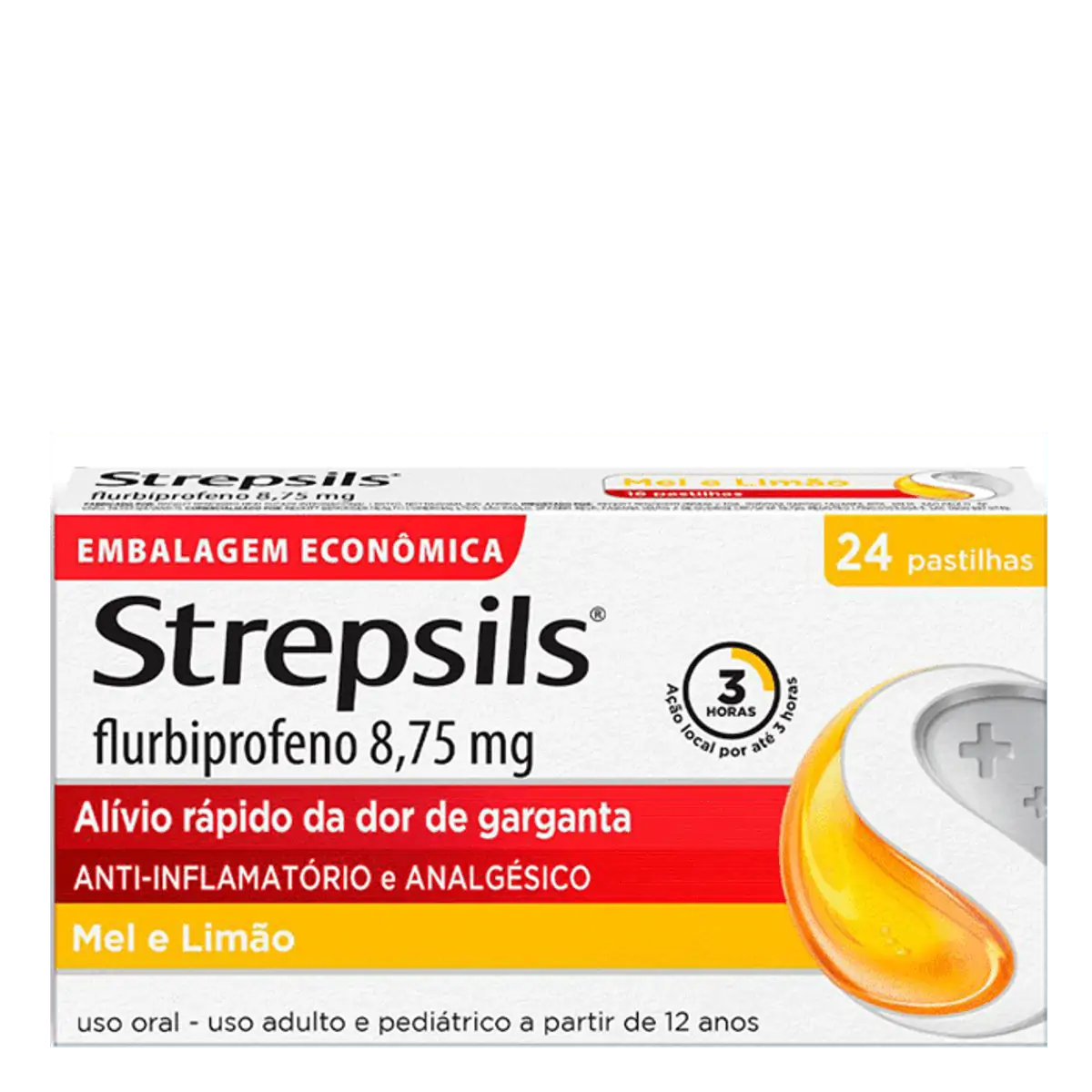 STREPSILS PASTILHA 8 75MG SABOR MEL E LIMAO COM 24 UNIDADES