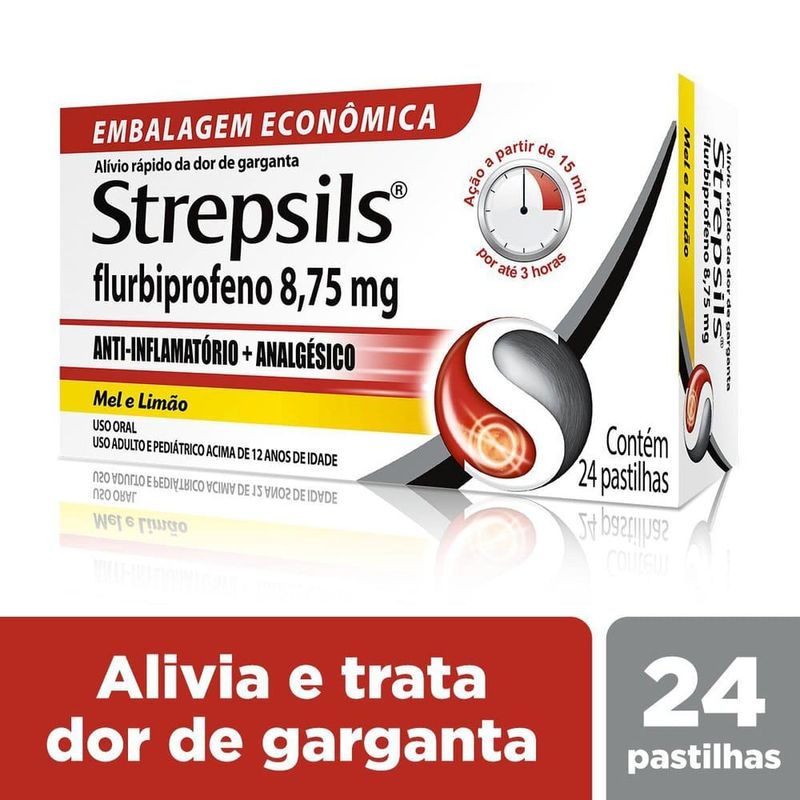 Thumbnail de STREPSILS PASTILHA 8 75MG SABOR MEL E LIMAO COM 24 UNIDADES