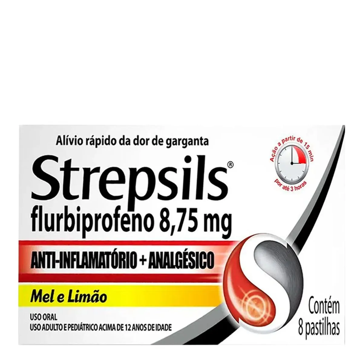 STREPSILS PASTILHA 8 75MG SABOR MEL E LIMAO COM 8 UNIDADES