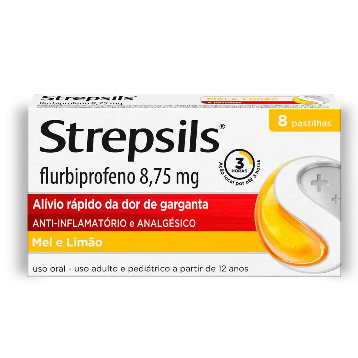Thumbnail de STREPSILS PASTILHA 8 75MG SABOR MEL E LIMAO COM 8 UNIDADES