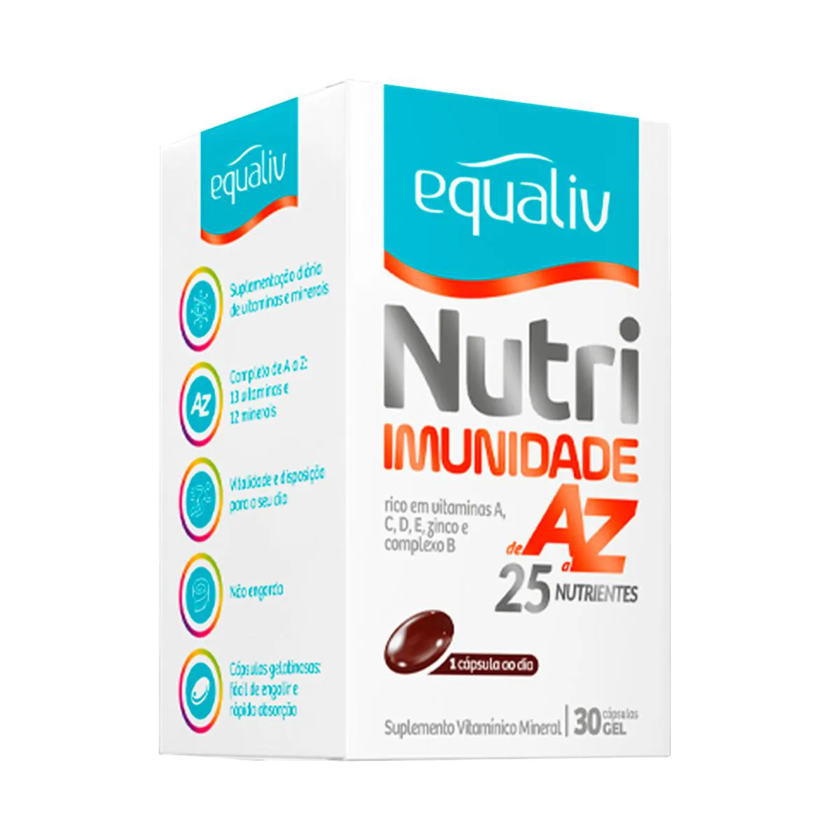 SUPLEMENTO ALIMENTAR EQUALIV NUTRI IMUNIDADE A-Z COM 30 CAPSULAS