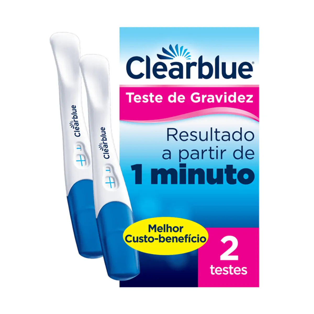 TESTE DE GRAVIDEZ CLEARBLUE PLUS COM 2 UNIDADES