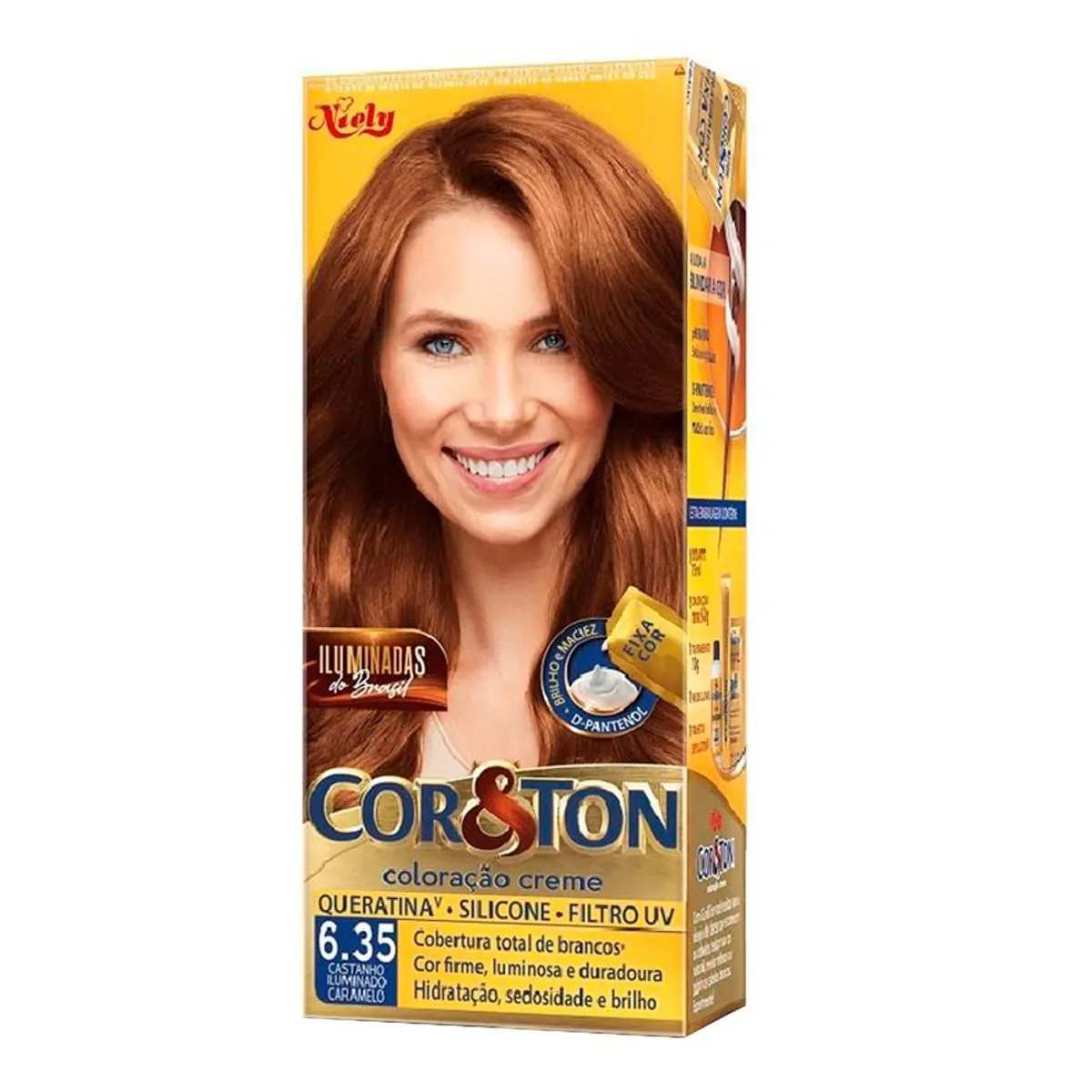 TINTURA COR E TON 6.35 CASTANHO ILUMINADO CARAMELO NIELY