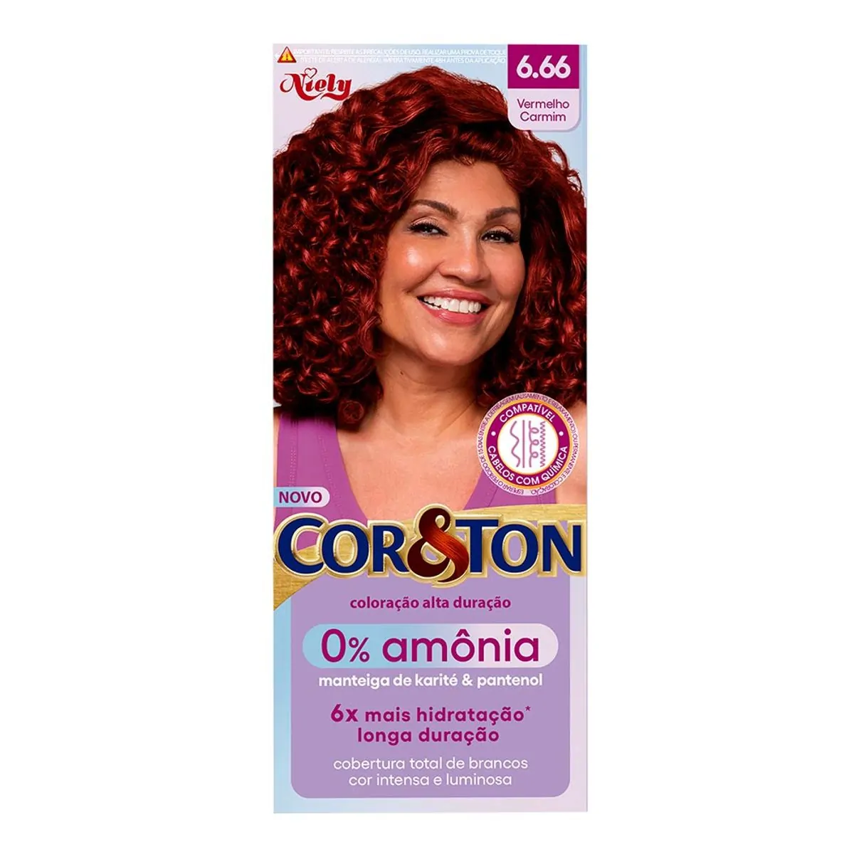 TINTURA COR E TON SEM AMONIA 6.66 VERMELHO CARMIM NIELY