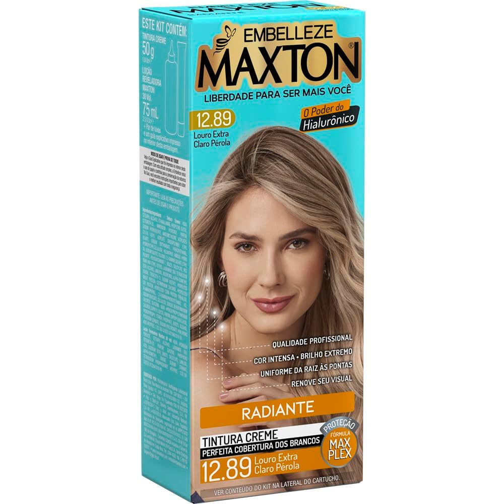 TINTURA MAXTON 12.89 LOURO EXTRA CLARO PEROLA FARMAX