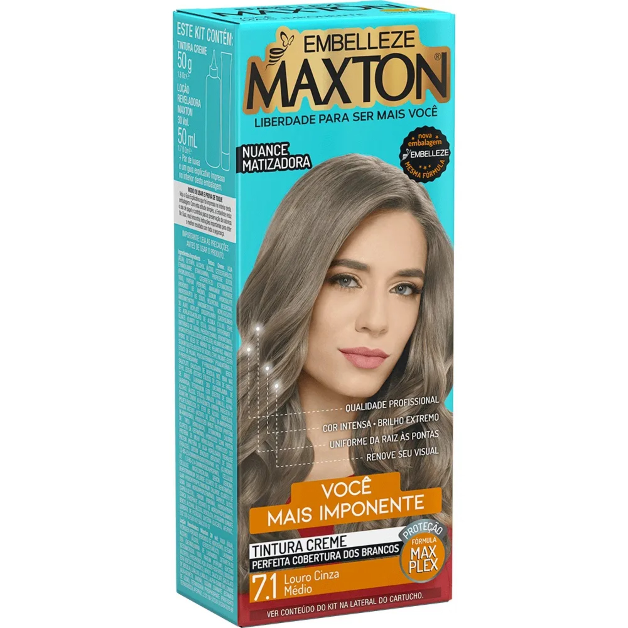 TINTURA MAXTON 7.10 LOURO CINZA MEDIO EMBELLEZE