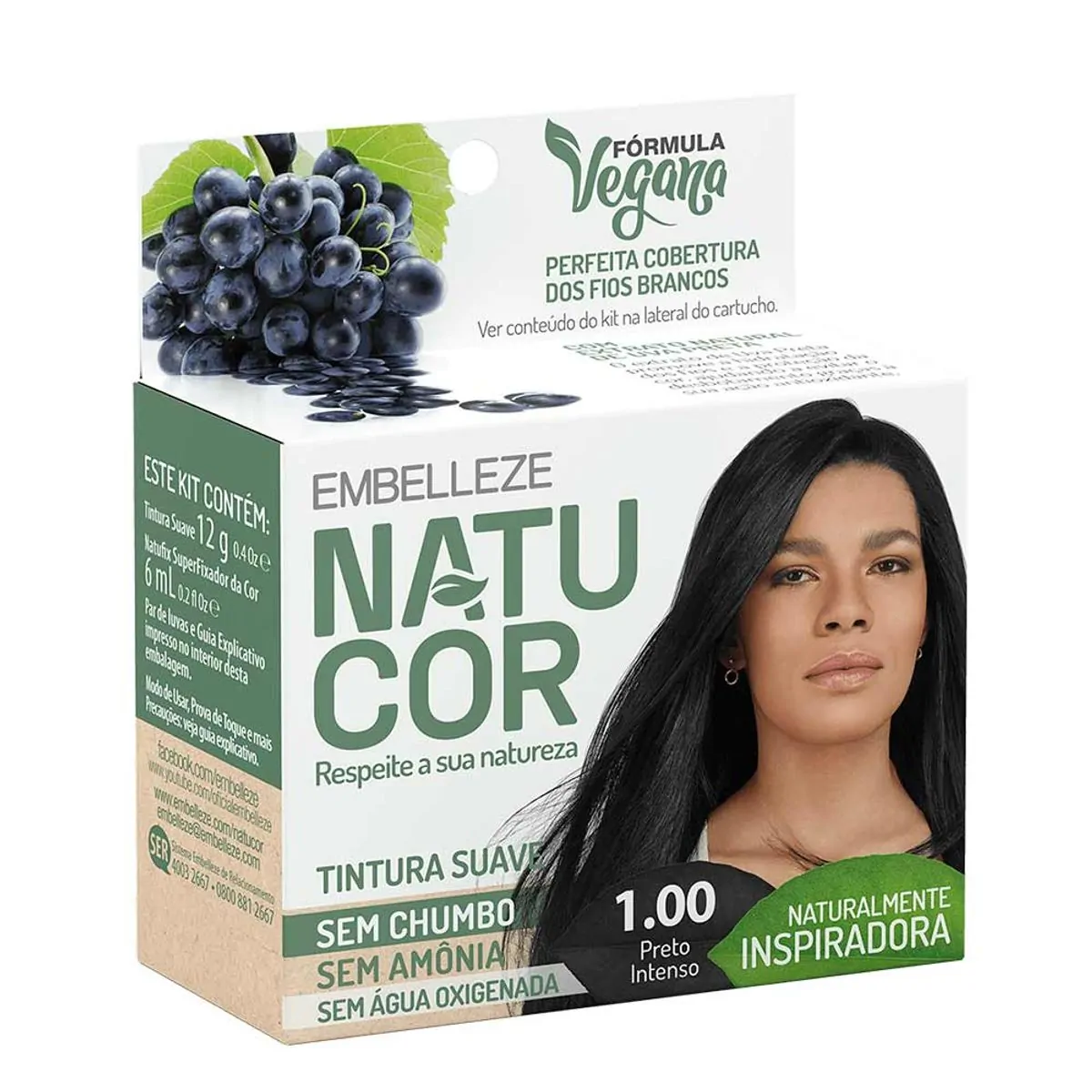 TINTURA NATUCOR 1.00 PRETO INTENSO NATU HAIR