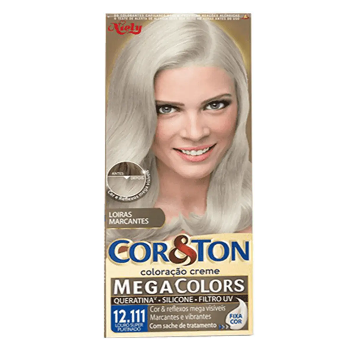 TINTURA PARA CABELO COR E TON NIELY MEGA COLORS 12.111 LOURO SUPER PLATINADO