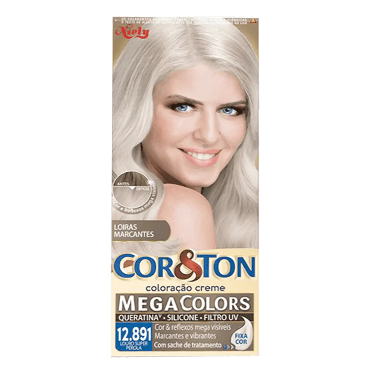 TINTURA PARA CABELO COR E TON NIELY MEGA COLORS 12.891 LOURO SUPER PEROLA