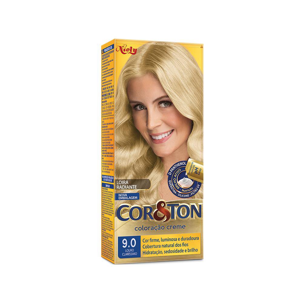 TINTURA PERMANENTE COR E TON 9.0 LOURO CLARISSIMO NIELY 50G