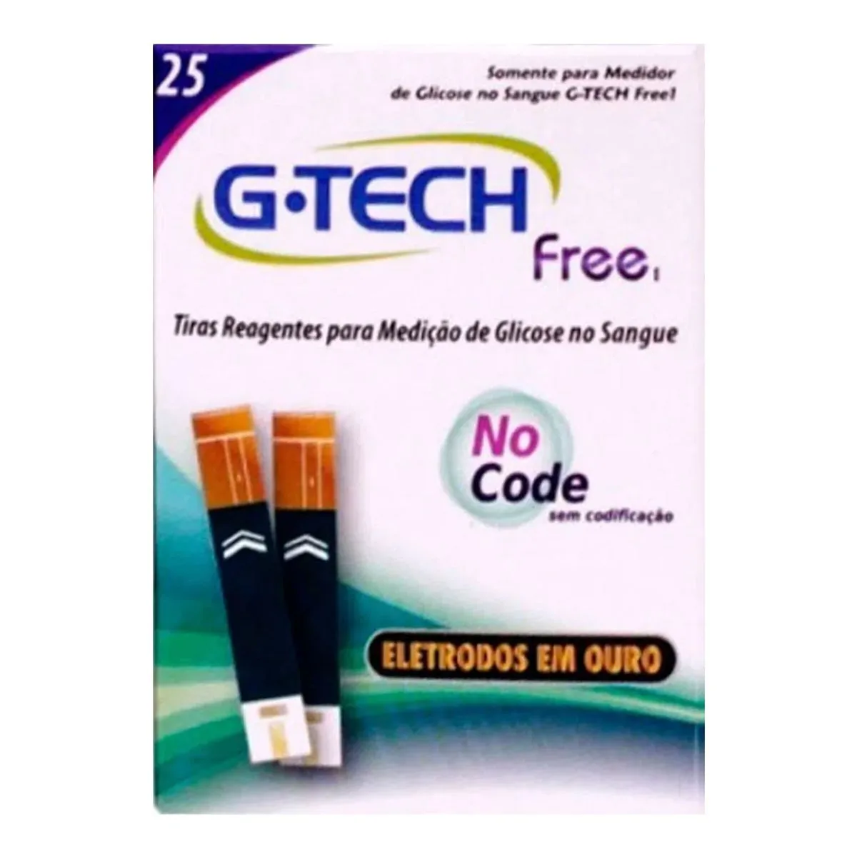 TIRA DE TESTE DE GLICOSE G-TECH FREE 1 COM 25 UNIDADES
