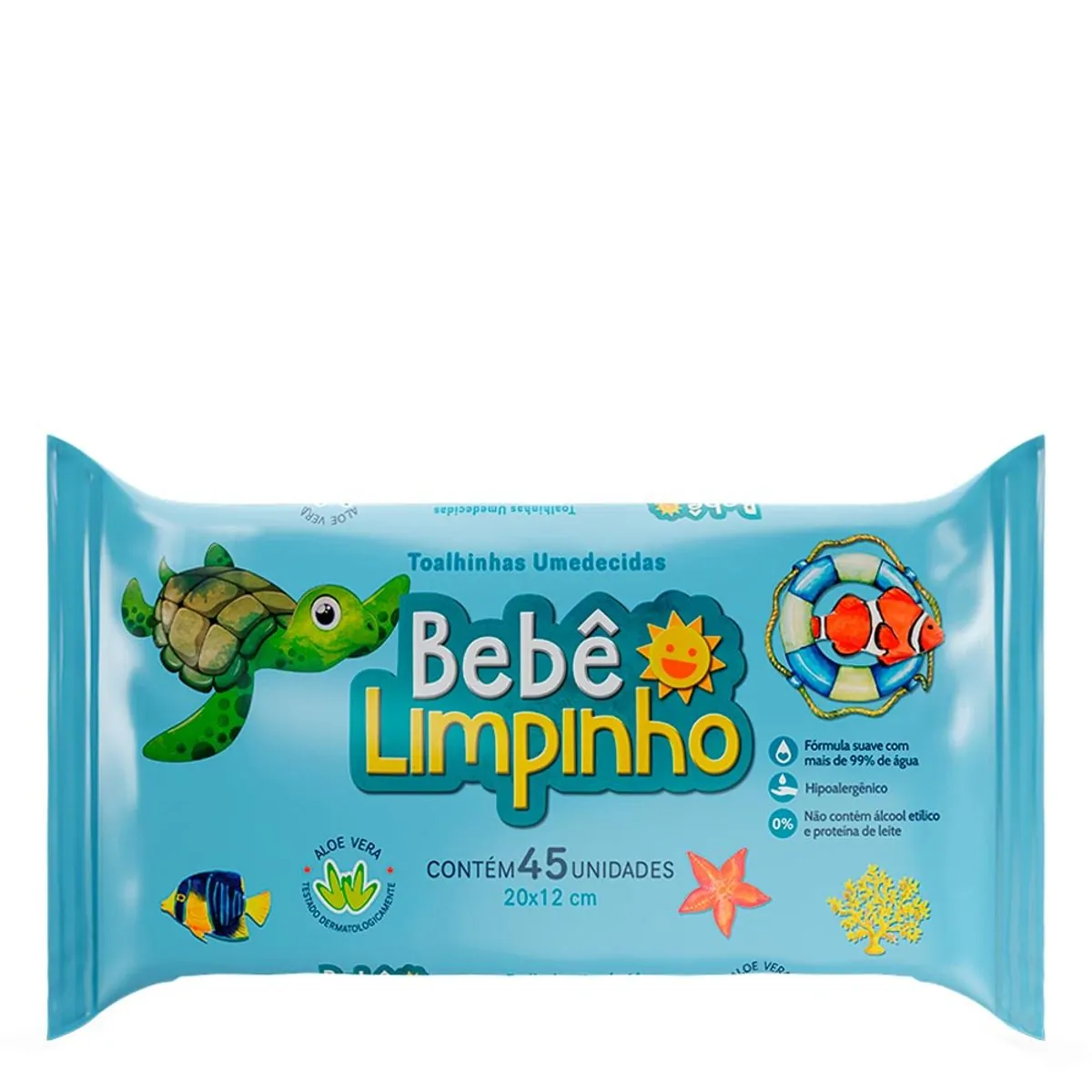 TOALHA UMEDECIDA BEBE LIMPINHO R2M COM 45 UNIDADES