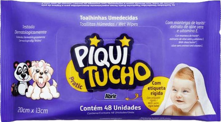 TOALHAS UMEDECIDAS PIQUITUCHO PRATIC COM 48 UNIDADES