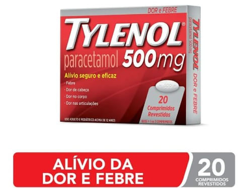 TYLENOL 500MG JOHNSON & JOHNSON COM 20 COMPRIMIDOS REVESTIDOS